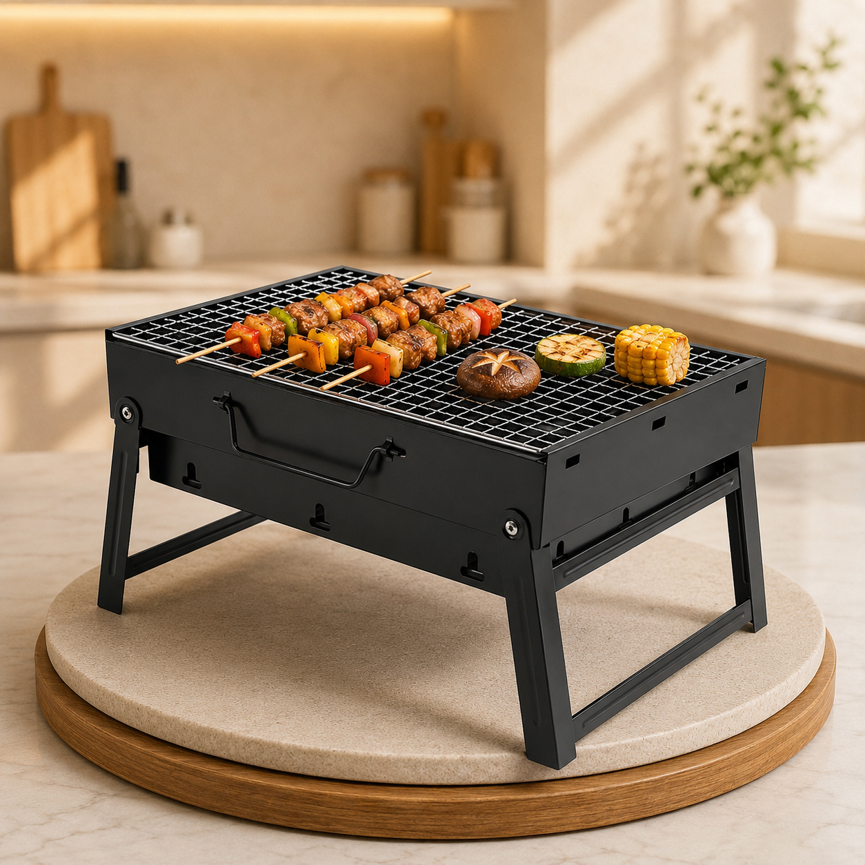 Portable Stainless Steel Charcoal BBQ Grill