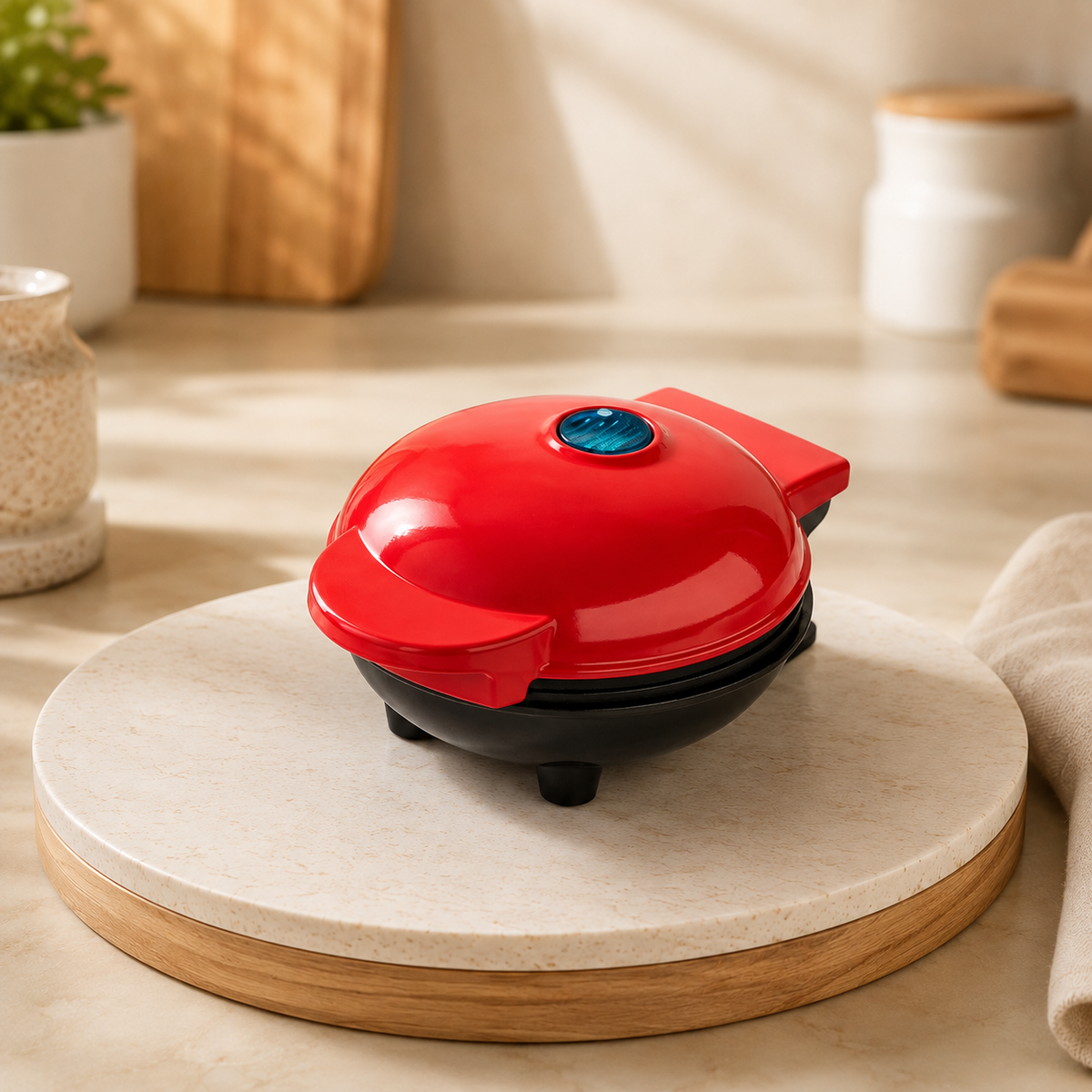 Mini Waffle Maker with Non-Stick Cooking Plates