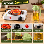 Portable Electric Hot Plate (Free Oil Dispenser)
